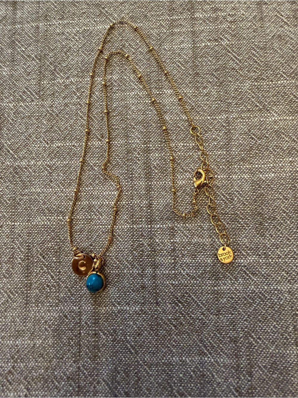 Gold Plated Turquoise Pendant Necklace by